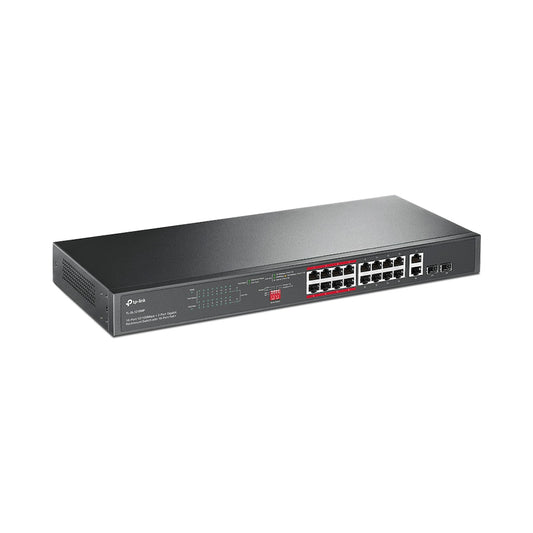 TP-Link TL-SL1218MP 16-Port 10/100Mbps + 2-Port Gigabit Rackmount Switch with 16-Port PoE+