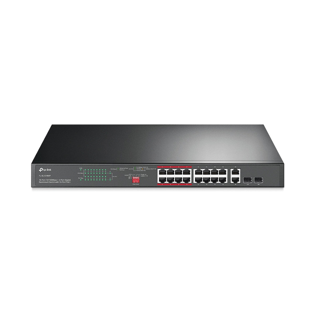 TP-Link TL-SL1218MP 16-Port 10/100Mbps + 2-Port Gigabit Rackmount Switch with 16-Port PoE+