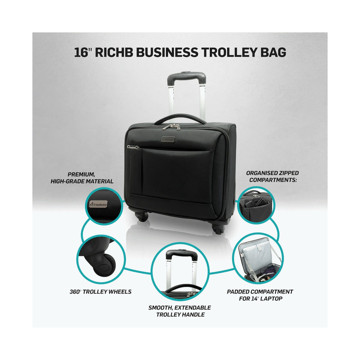 Travelwize RichB Business Trolley 16" - Black
