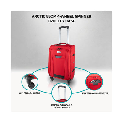 Travelwize Arctic 55cm 4-Wheel Spinner Trolley Case - Red