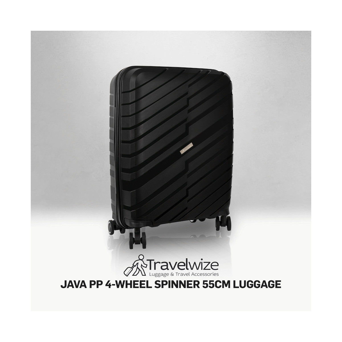 Travelwize Java PP 4-Wheel Spinner 55cm Luggage - Black