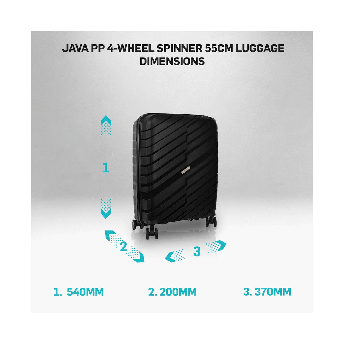 Travelwize Java PP 4-Wheel Spinner 55cm Luggage - Black