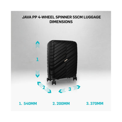 Travelwize Java PP 4-Wheel Spinner 55cm Luggage - Black