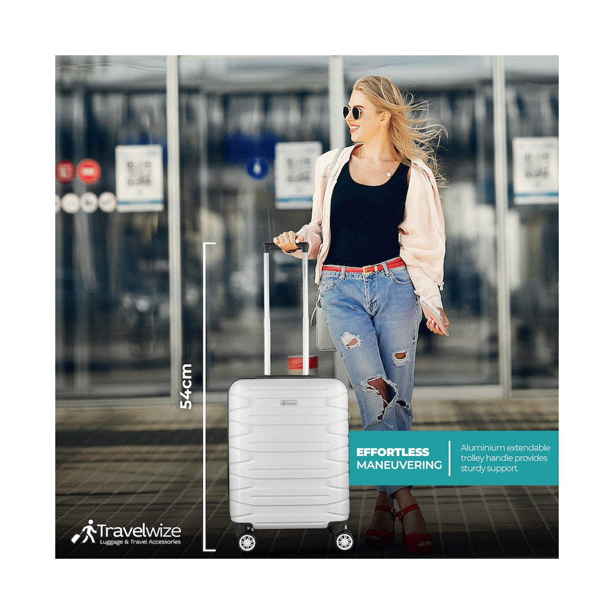 Travelwize Cabana ABS 4-Wheel Spinner 55cm Luggage - Platinum