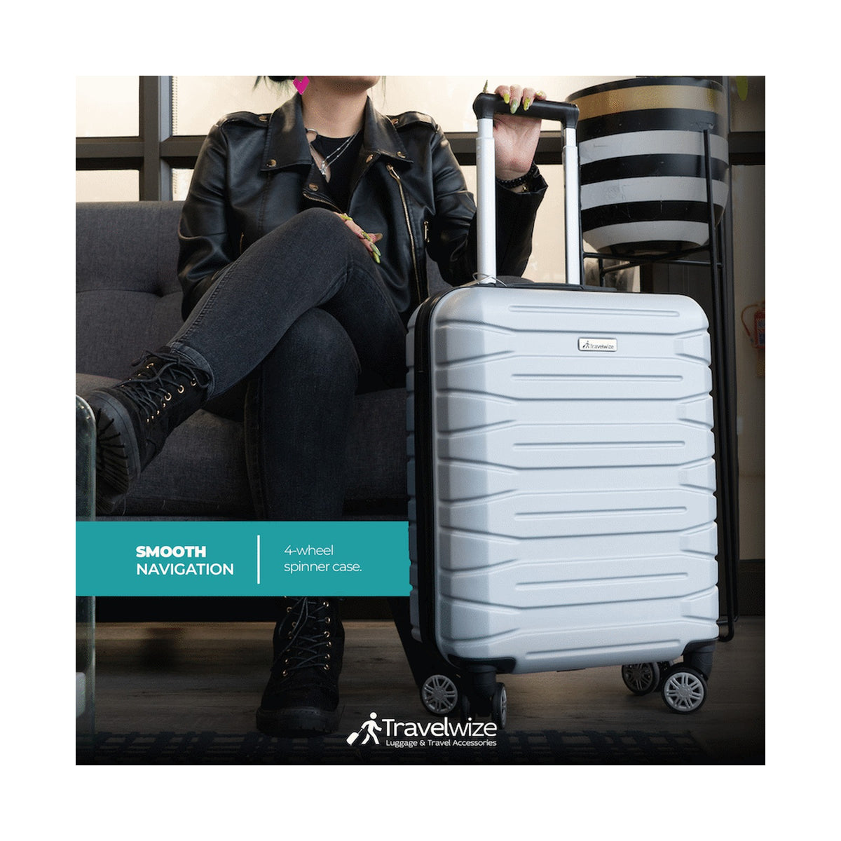 Travelwize Cabana ABS 4-Wheel Spinner 65cm Luggage - Platinum