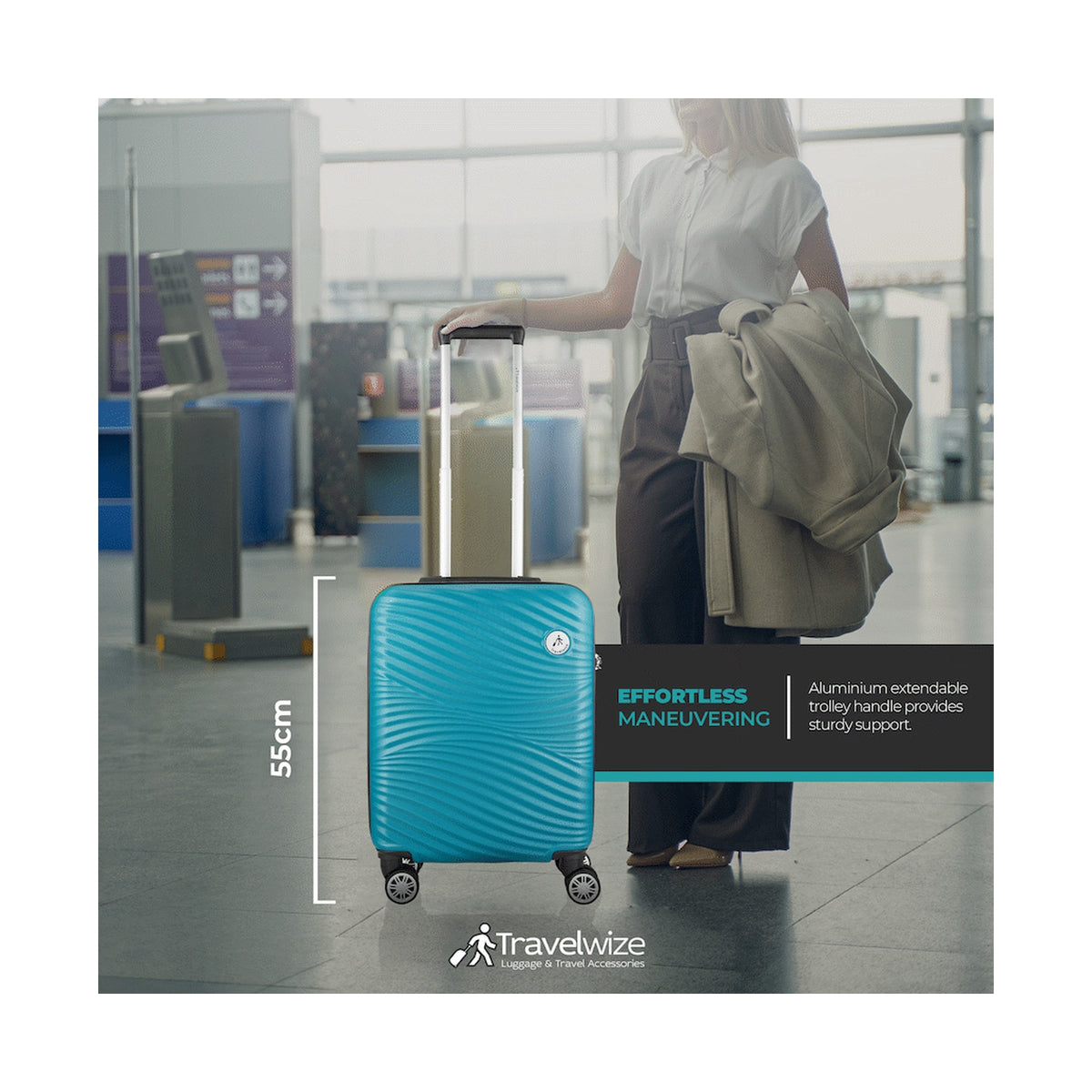 Travelwize Maui ABS 4-Wheel Spinner 55cm Luggage - Ocean