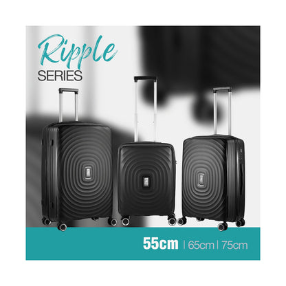 Travelwize Ripple PP 4-Wheel Spinner 55cm Luggage - Black