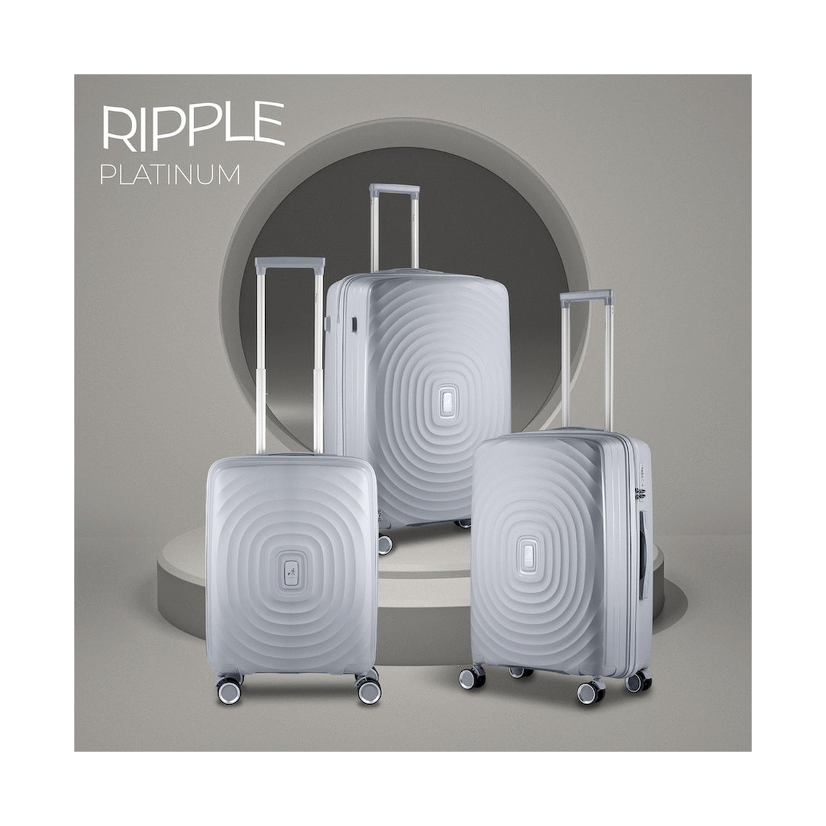 Travelwize Ripple PP 4-Wheel Spinner 3 Pc Luggage Set - Platinum