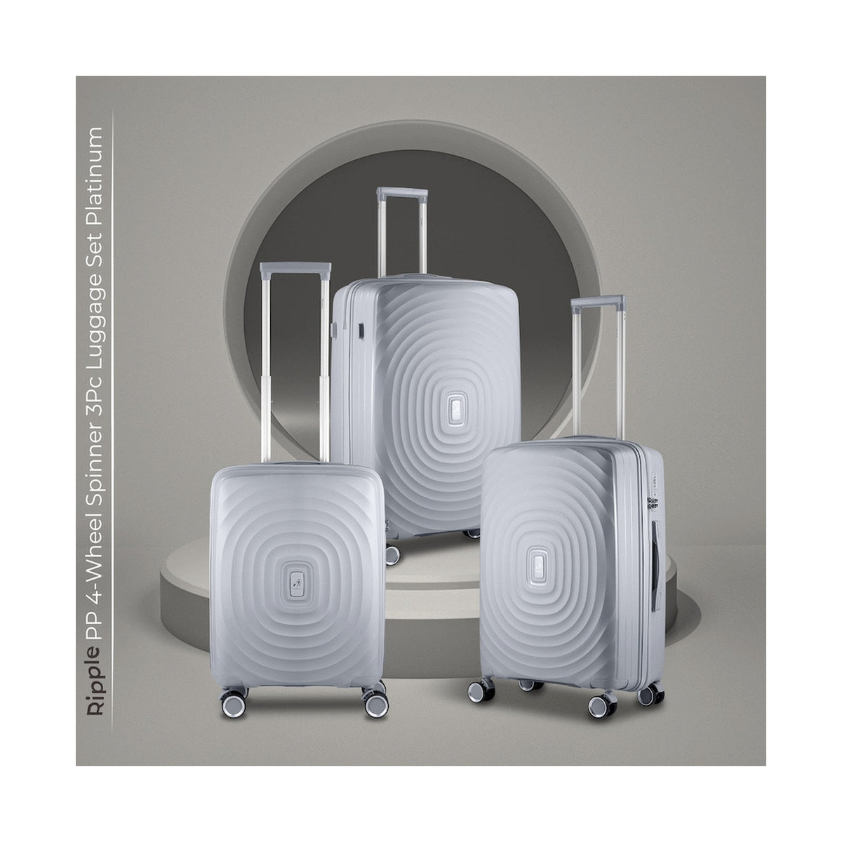 Travelwize Ripple PP 4-Wheel Spinner 3 Pc Luggage Set - Platinum