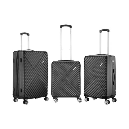 Travelwize Astra ABS 4-Wheels Spinner 3Pc Luggage Set Black