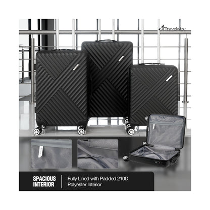 Travelwize Astra ABS 4-Wheels Spinner 3Pc Luggage Set Black