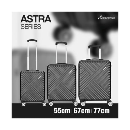 Travelwize Astra ABS 4-Wheels Spinner 3Pc Luggage Set Black