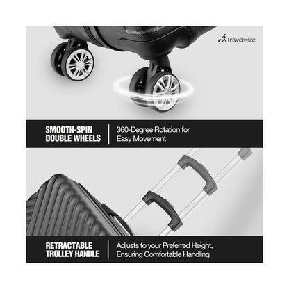 Travelwize Astra ABS 4-Wheels Spinner 3Pc Luggage Set Black