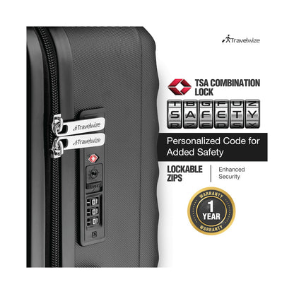 Travelwize Astra ABS 4-Wheels Spinner 3Pc Luggage Set Black