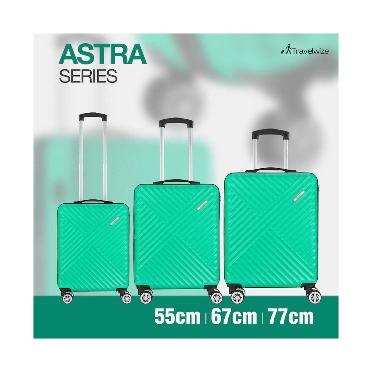Travelwize Astra ABS 4-Wheels Spinner 3Pc Luggage Set Jade