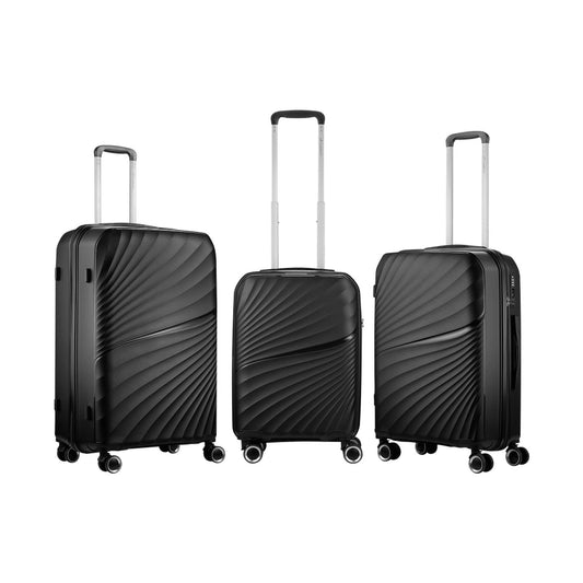 Travelwize Quartz PP 4-Wheels Spinner 3Pc Luggage Set Black
