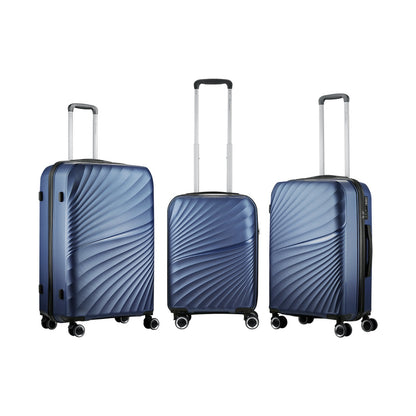 Travelwize Quartz PP 4-Wheels Spinner 3Pc Luggage Set Navy