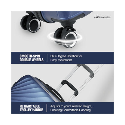 Travelwize Quartz PP 4-Wheels Spinner 3Pc Luggage Set Navy