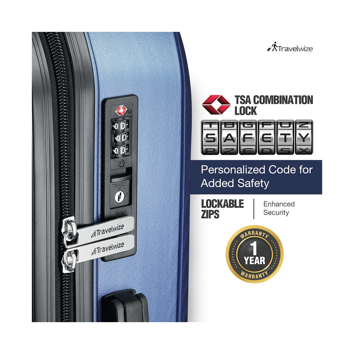 Travelwize Quartz PP 4-Wheels Spinner 3Pc Luggage Set Navy