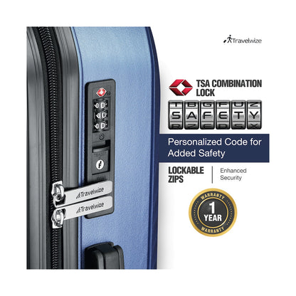 Travelwize Quartz PP 4-Wheels Spinner 3Pc Luggage Set Navy
