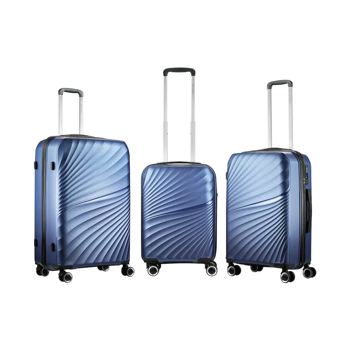 Travelwize Quartz PP 4-Wheels Spinner 3Pc Luggage Set Navy