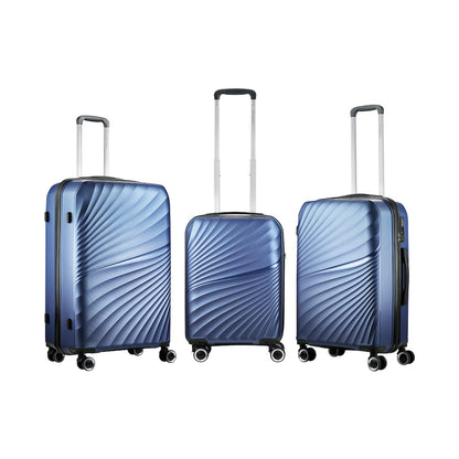 Travelwize Quartz PP 4-Wheels Spinner 3Pc Luggage Set Navy