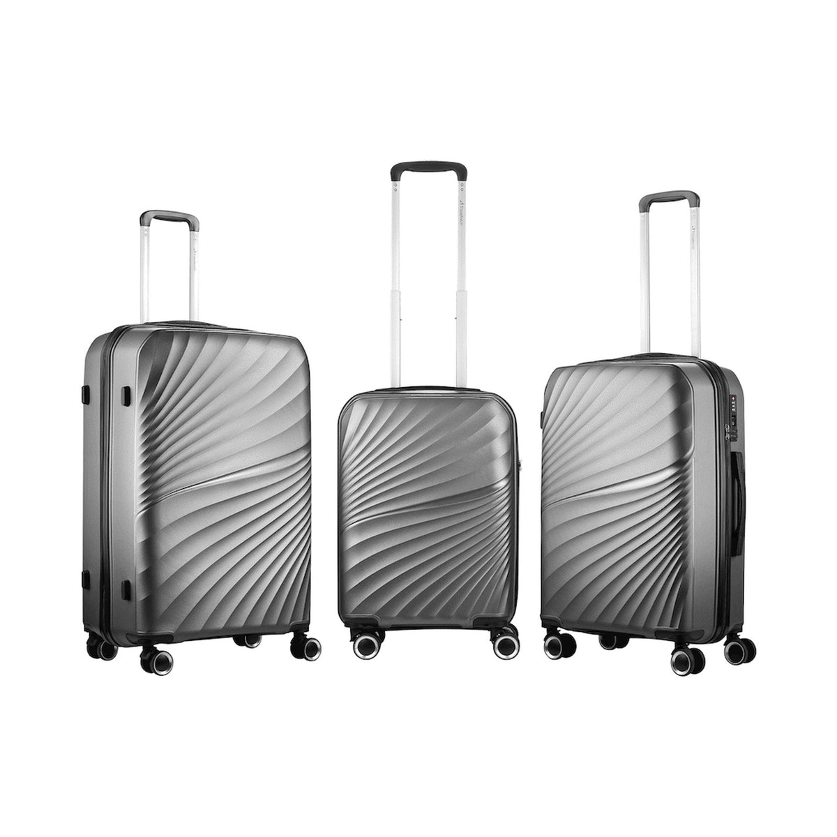 Travelwize Quartz PP 4-Wheels Spinner 3Pc Luggage Set Silver