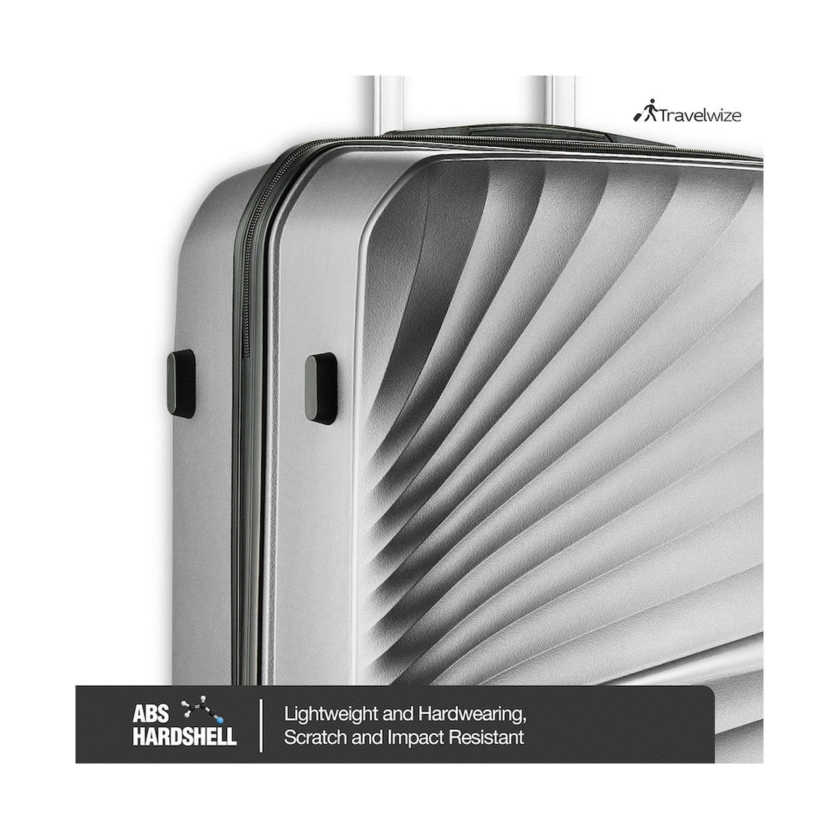 Travelwize Quartz PP 4-Wheels Spinner 3Pc Luggage Set Silver