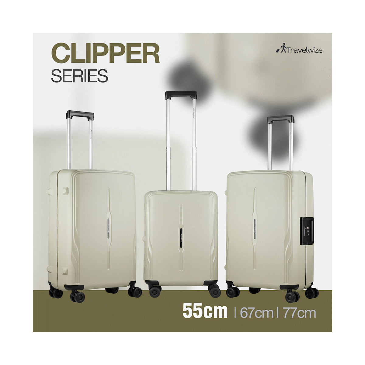 Travelwize Clipper PP 55cm 4-Wheel Spinner Luggage Beige