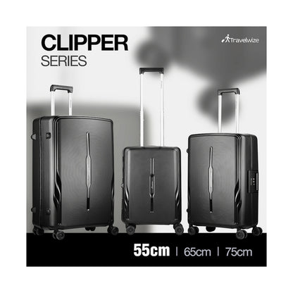Travelwize Clipper PP 55cm 4-Wheel Spinner Luggage Black