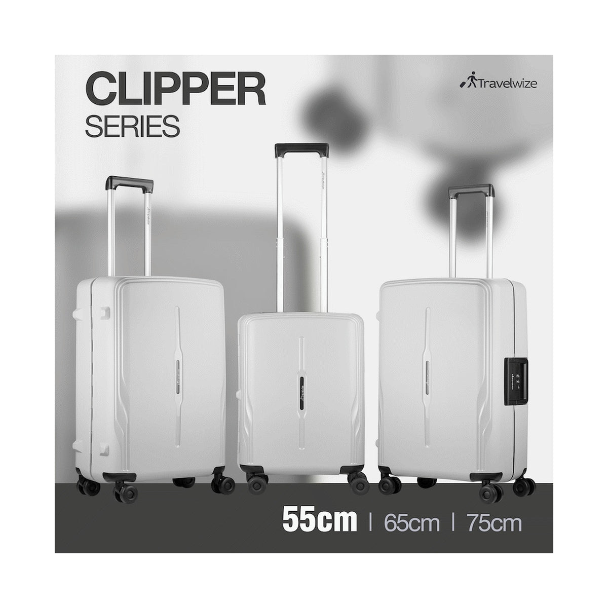 Travelwize Clipper PP 55cm 4-Wheel Spinner Luggage Nardo Grey
