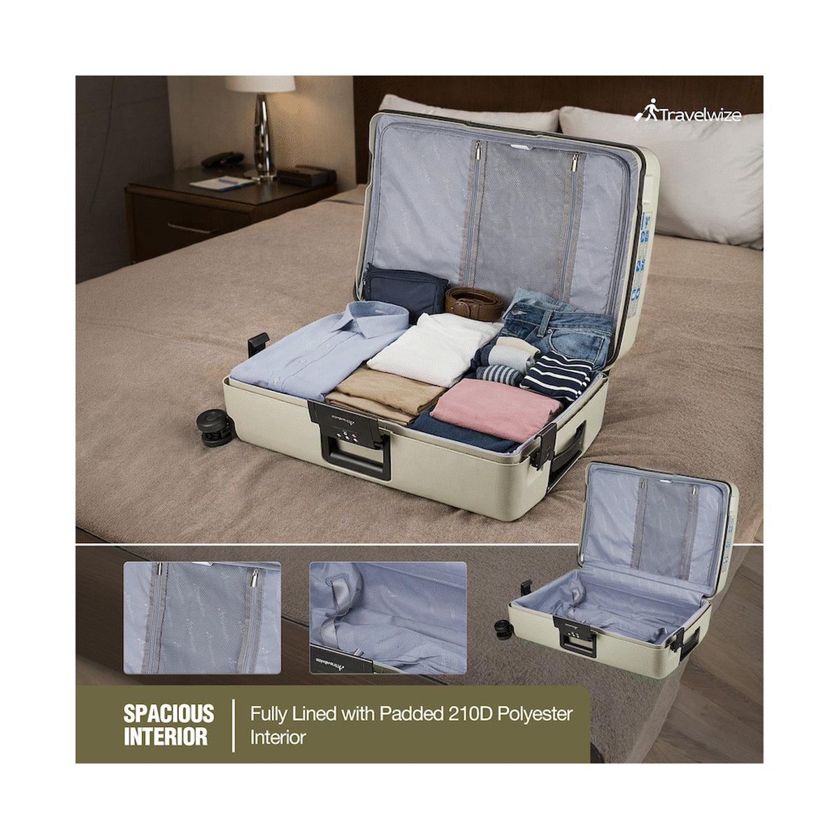 Travelwize Clipper PP 65cm 4-Wheel Spinner Luggage Beige