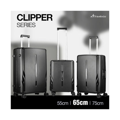 Travelwize Clipper PP 65cm 4-Wheel Spinner Luggage Black