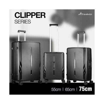 Travelwize Clipper PP 75cm 4-Wheel Spinner Luggage Black