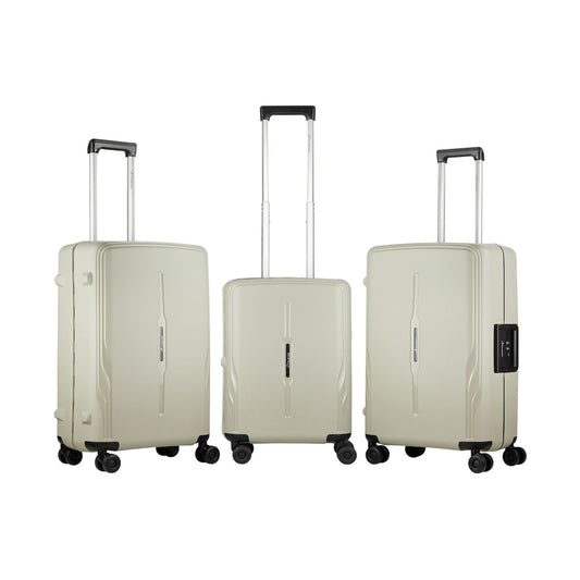 Travelwize Clipper PP 3Pc 4-Wheel Spinner Luggage Set Beige