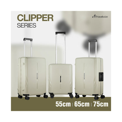 Travelwize Clipper PP 3Pc 4-Wheel Spinner Luggage Set Beige