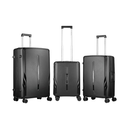 Travelwize Clipper PP 3Pc 4-Wheel Spinner Luggage Set Black