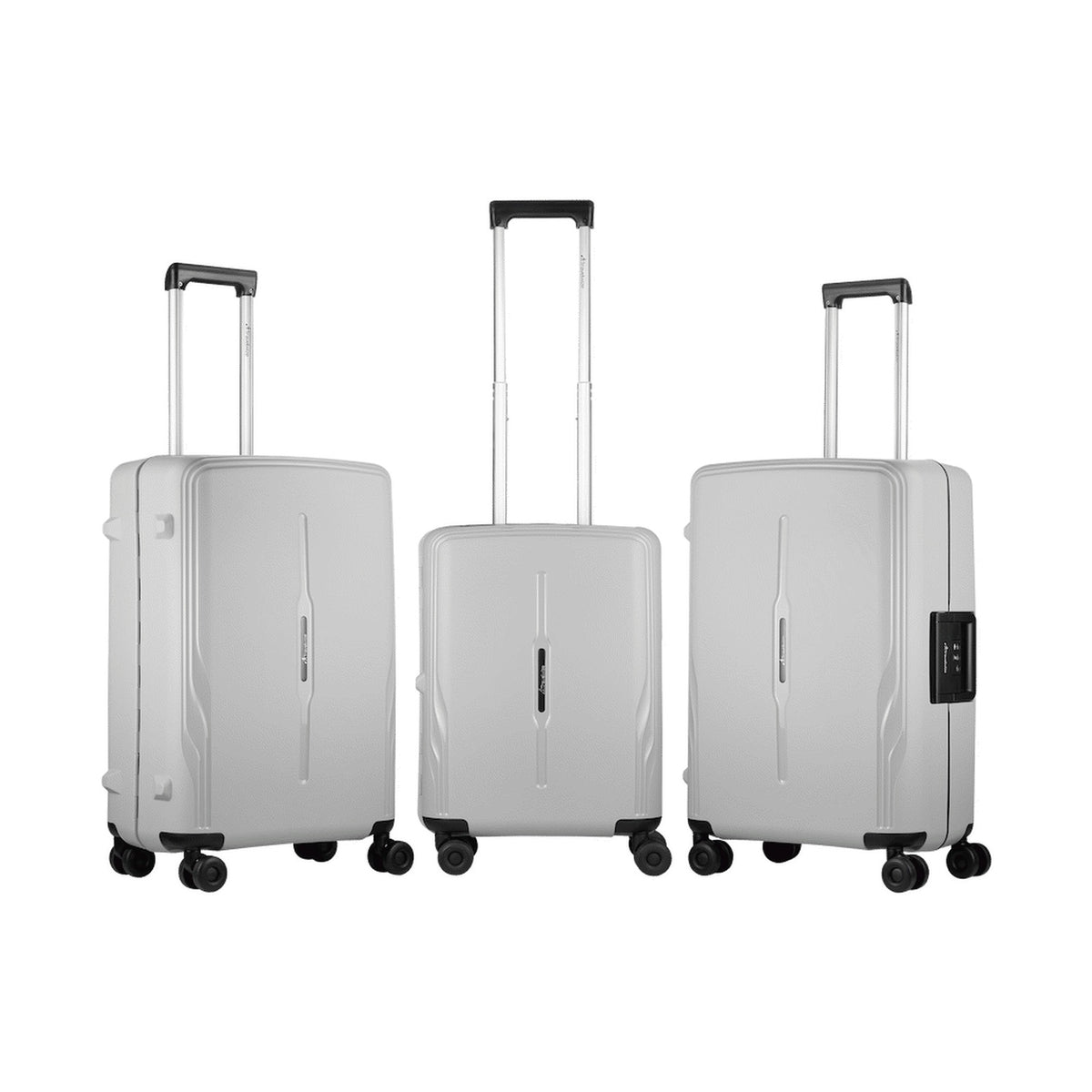 Travelwize Clipper PP 3Pc 4-Wheel Spinner Luggage Set Nardo Grey