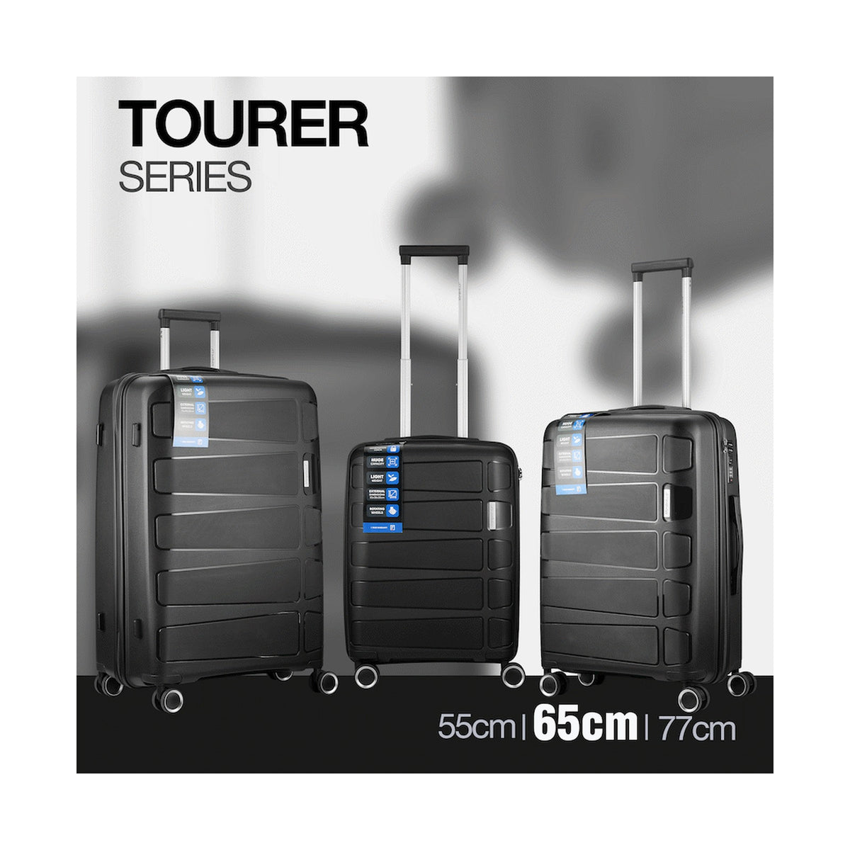 Travelwize Tourer PP 65cm 4-wheel Spinner Luggage Black