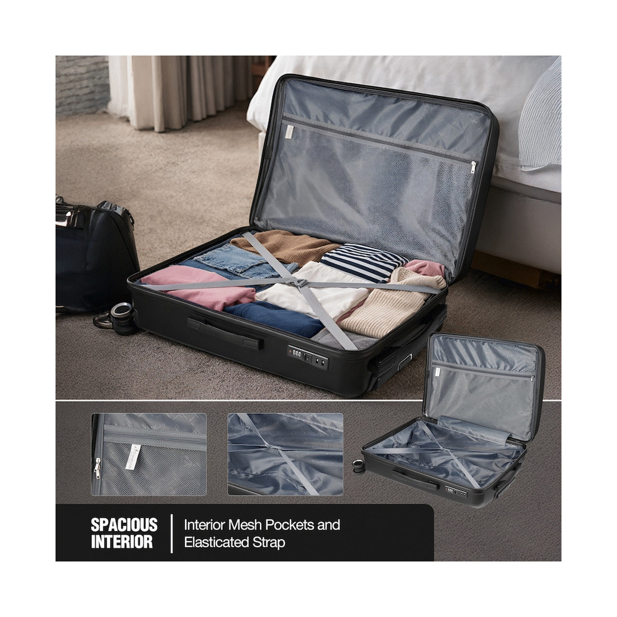Travelwize Tourer PP 65cm 4-wheel Spinner Luggage Black