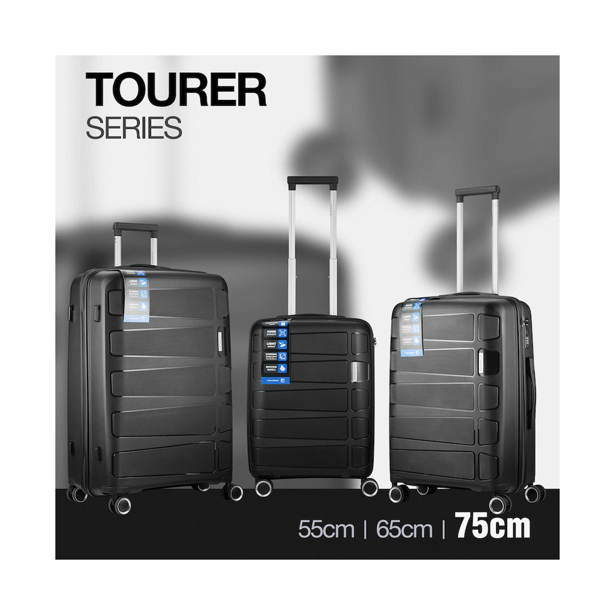 Travelwize Tourer PP 75cm 4-wheel Spinner Luggage Black
