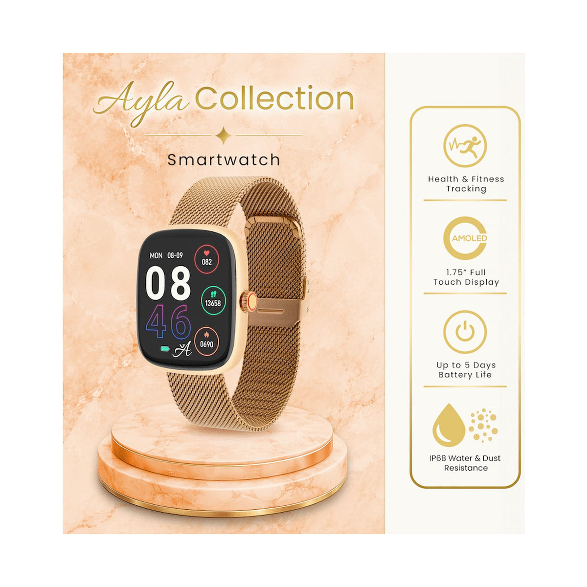 Volkano Ayla Collection Smartwatch with Milanese Strap