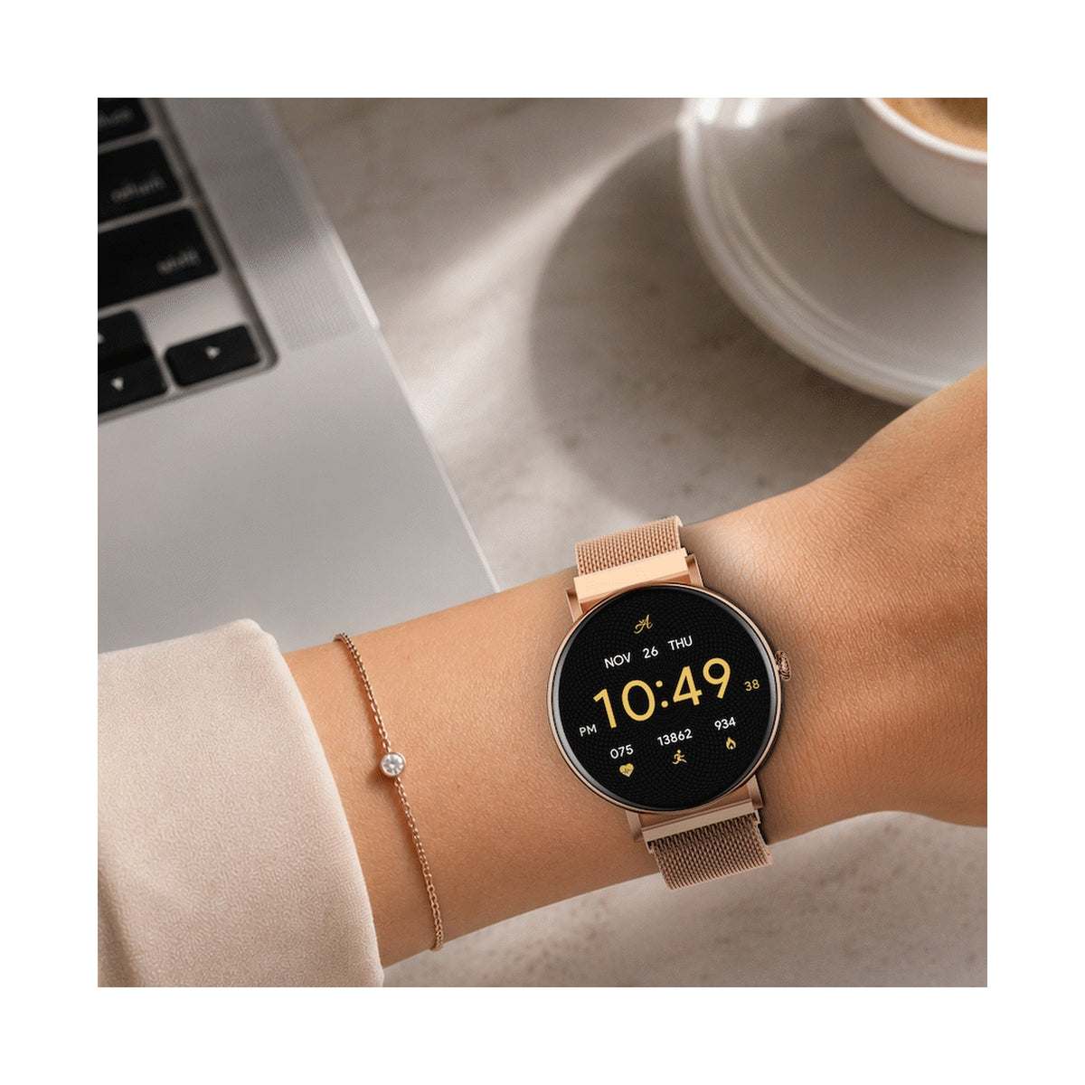 Volkano Ayla Collection Smartwatch with Extra Silicone Strap - Gold