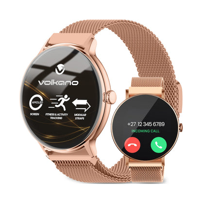 Volkano Ayla Collection Smartwatch with Extra Silicone Strap - Gold