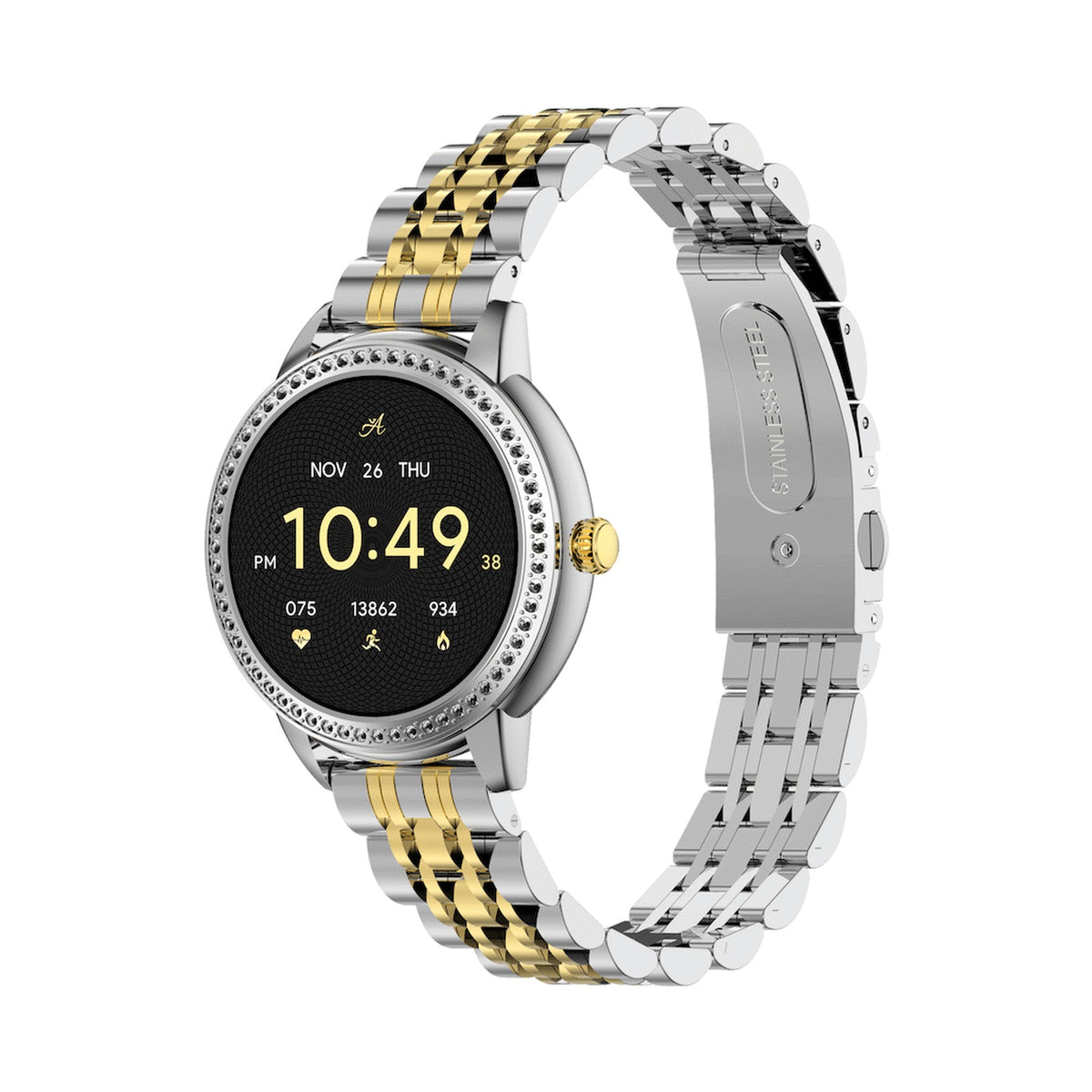 Volkano Ayla Collection Round Smartwatch With 2 Colour Metal link Strap