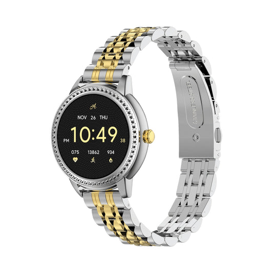 Volkano Ayla Collection Round Smartwatch With 2 Colour Metal link Strap