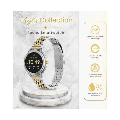 Volkano Ayla Collection Round Smartwatch With 2 Colour Metal link Strap