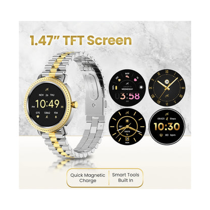 Volkano Ayla Collection Jewelled Smartwatch With 2 Colour Metal link strap