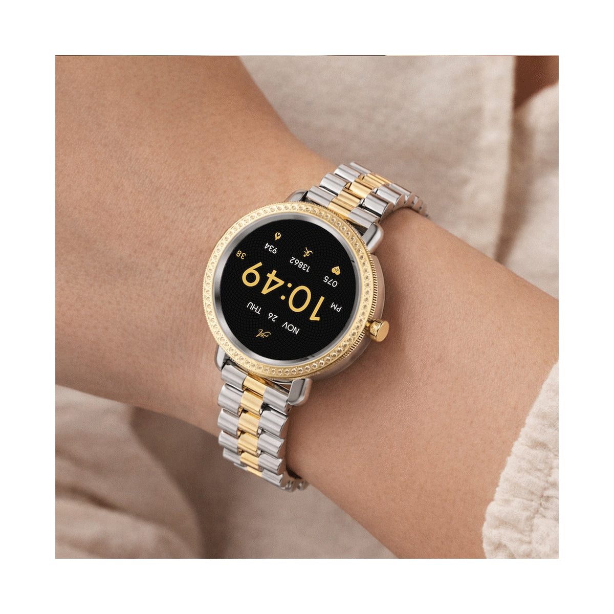 Volkano Ayla Collection Jewelled Smartwatch With 2 Colour Metal link strap