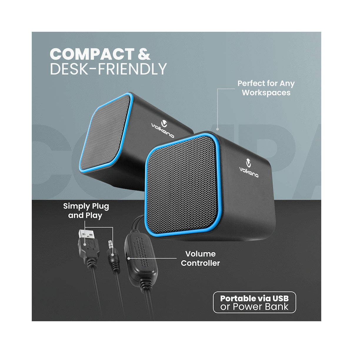 Volkano Diamond Series USB Speaker - Blue